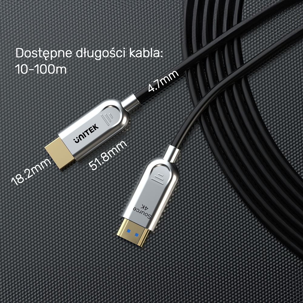 Unitek Kabel optyczny HDMI 2.0 AOC 4K 60Hz 50 m-1787249