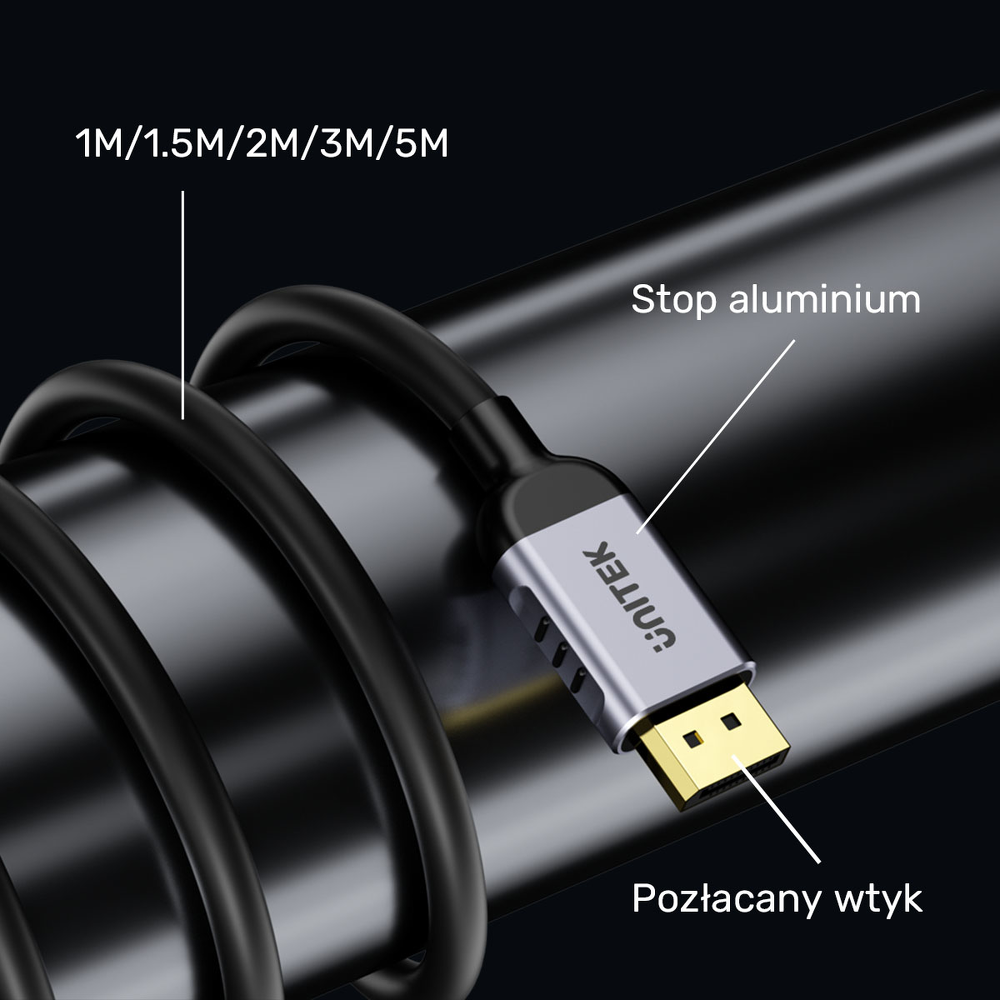 Unitek kabel DisplayPort 1.4 8k 60hz, 4k 240hz, HDR, HDCP 2.3, DSC 1.2, 1,5m-1782061
