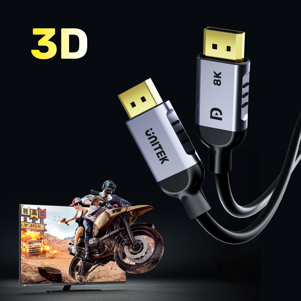 Unitek kabel DisplayPort 1.4 8k 60hz, 4k 240hz, HDR, HDCP 2.3, DSC 1.2, 1,5m-1782059
