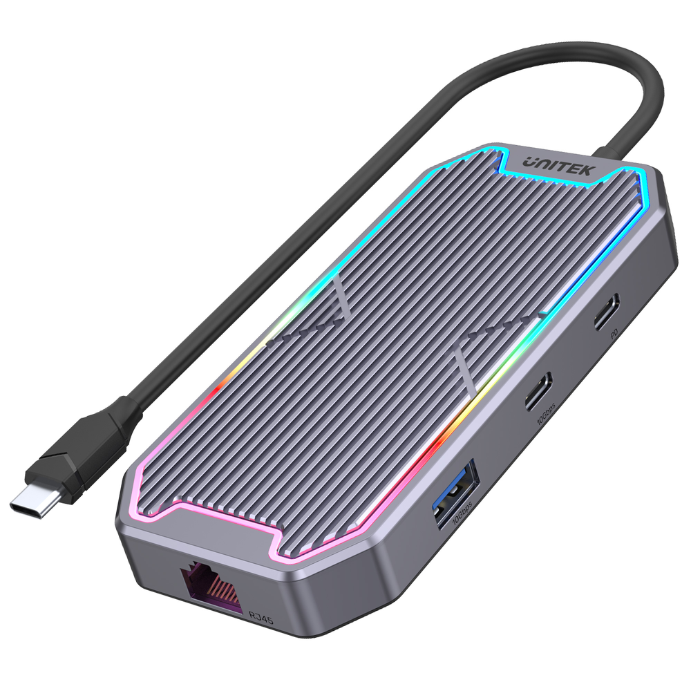Unitek Hub USB-C HDMI RJ45 3,5mm audio 100W 10Gbps-1276957