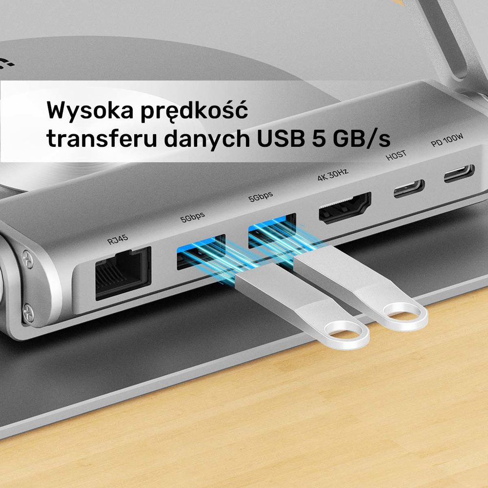 Unitek Podstawka pod laptop z odłączanym hubem USB-C HDMI 1,4, 4K PD 100W-1783366