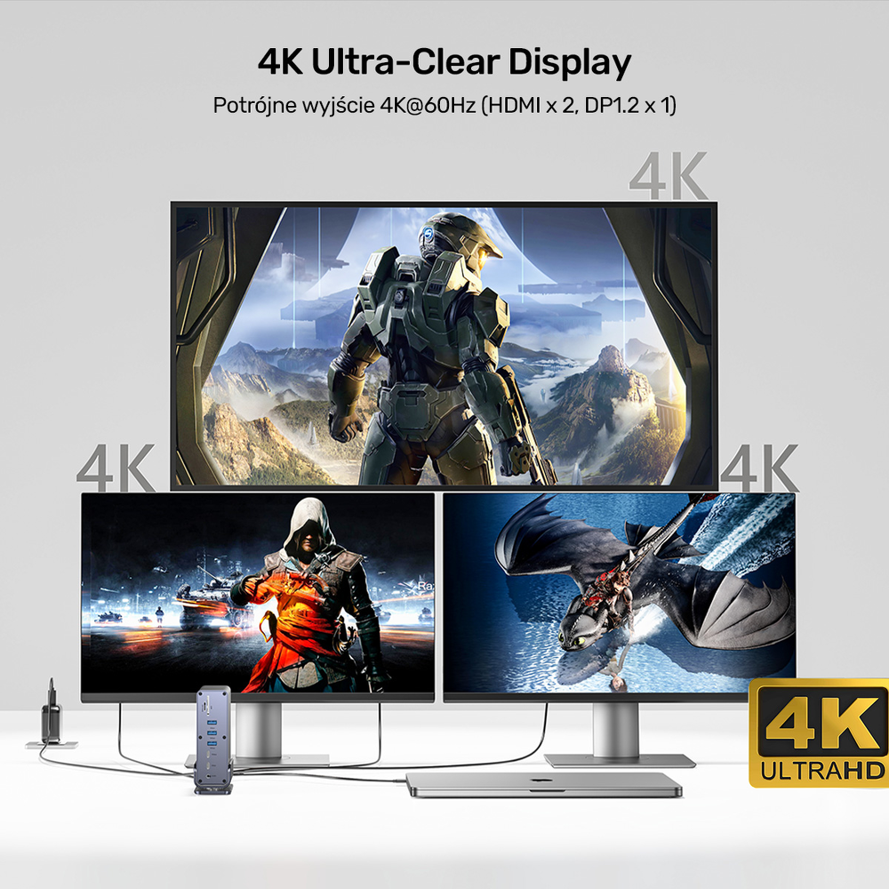 Unitek Uniwersalna stacja dokująca DisplayLink 4K x3-1787287