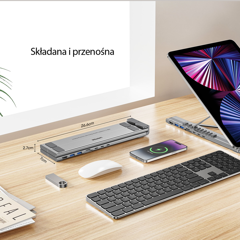 Unitek Podstawka regulowana pod laptop z hubem/HDMI/PD/SD-1807777
