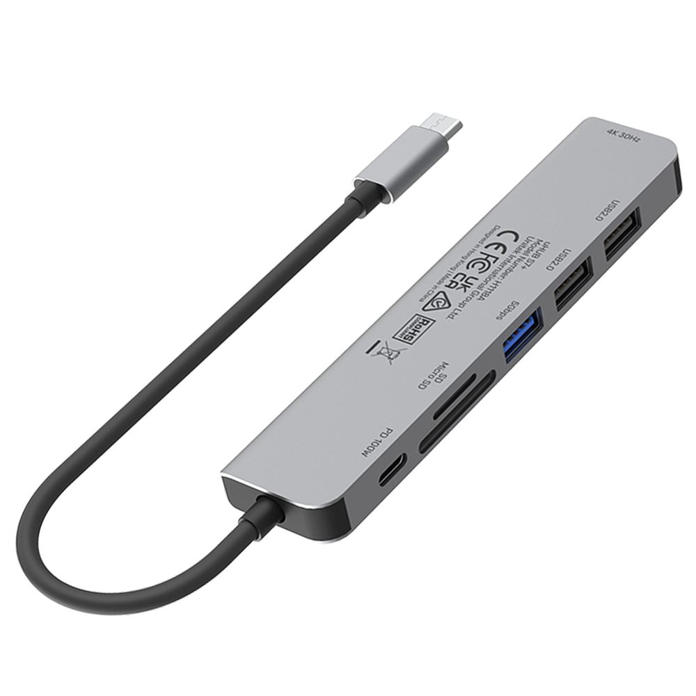 Unitek Hub USB-C aluminium 7w1-1637312