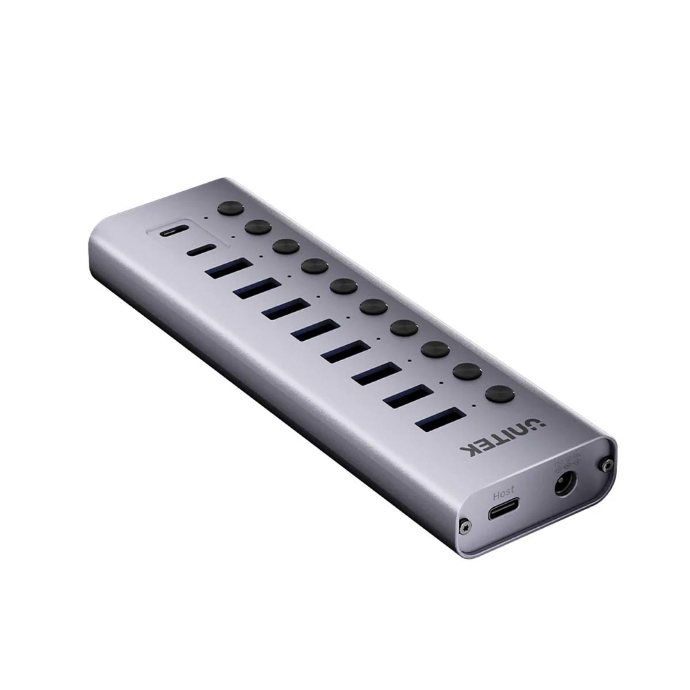 Unitek Hub USB C/USB A 10w1 5Gbps, 8x USB A, 2x USB C z włącznikami portów-1783368
