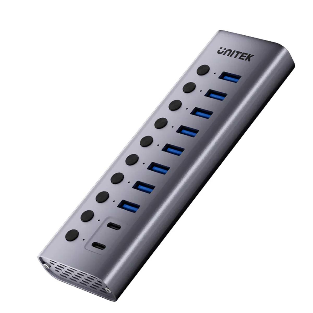 Unitek Hub USB C/USB A 10w1 5Gbps, 8x USB A, 2x USB C z włącznikami portów-1783370