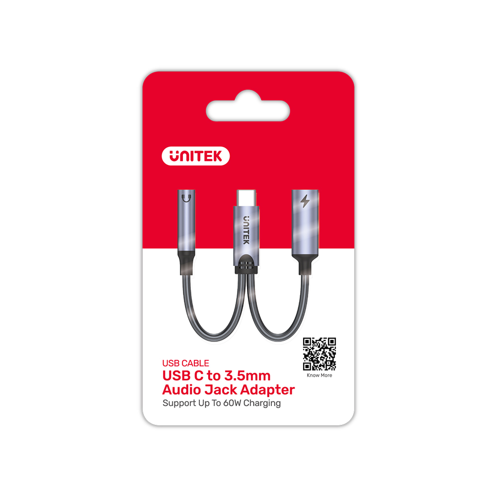 Unitek Adapter USB-C na minijack 3,5mm i USB-C 60W-1635813
