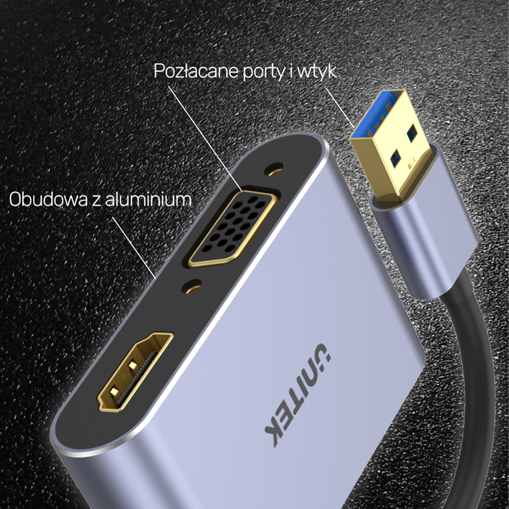 Unitek Adapter USB na HDMI i VGA, FullHD-1635829