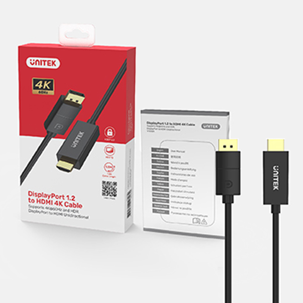 Unitek Kabel DisplayPort 1.2 na HDMI 4K 60Hz 1,8 m-1636311