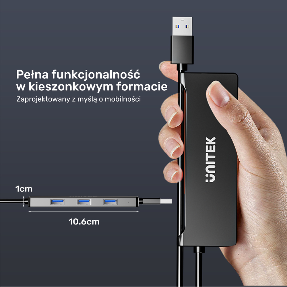 Unitek Hub USB-A 4 porty USB-A 5 Gbps-1787673