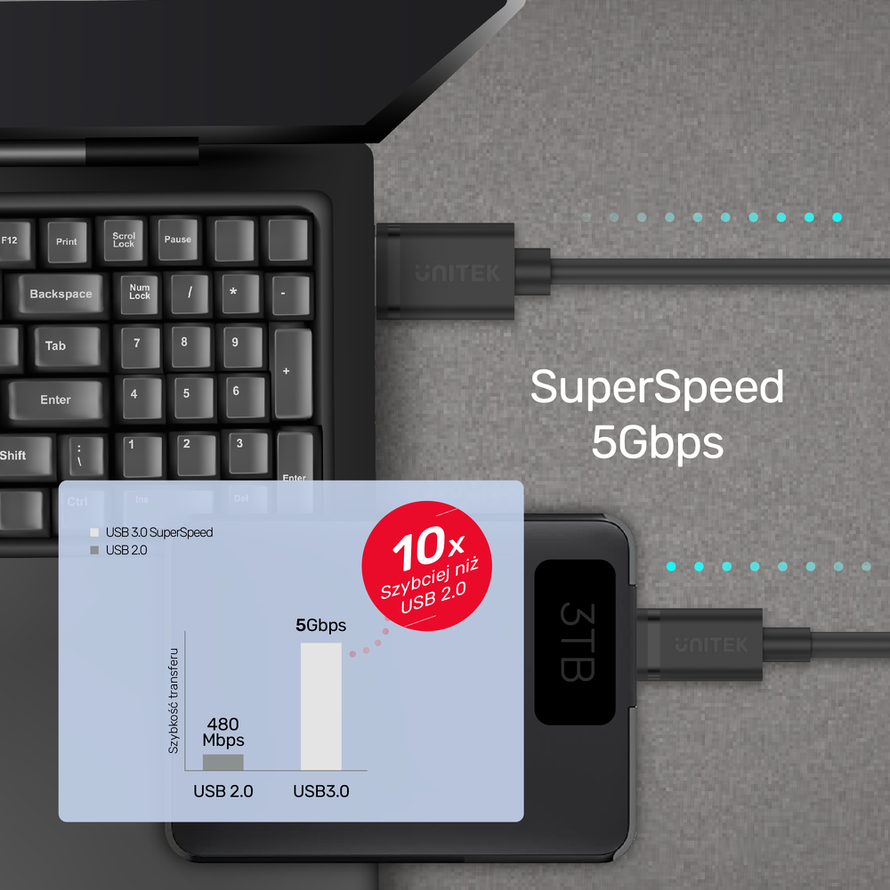 Unitek przewód USB 3.1 typ A - typ C M-M 0.25 m-1278878
