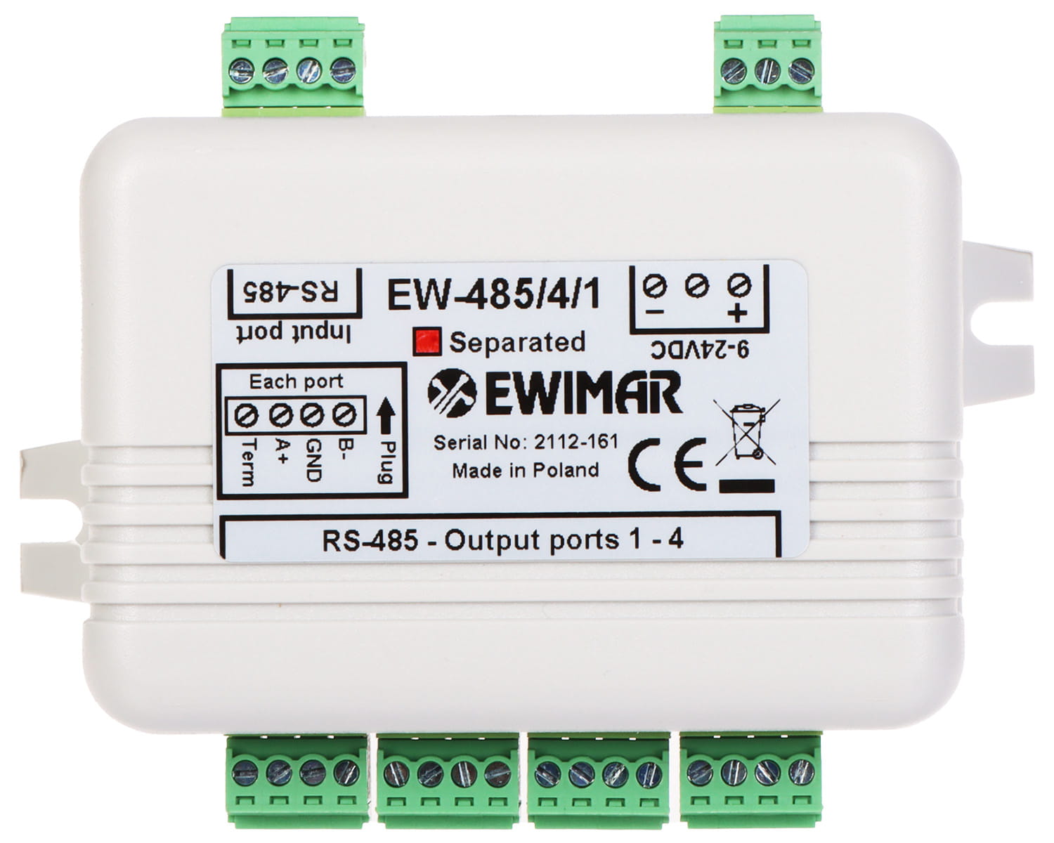 DYSTRYBUTOR MAGISTRALI RS-485 EW-485/4/1/SO Z SEPARACJĄ OPTYCZNĄ-1648710
