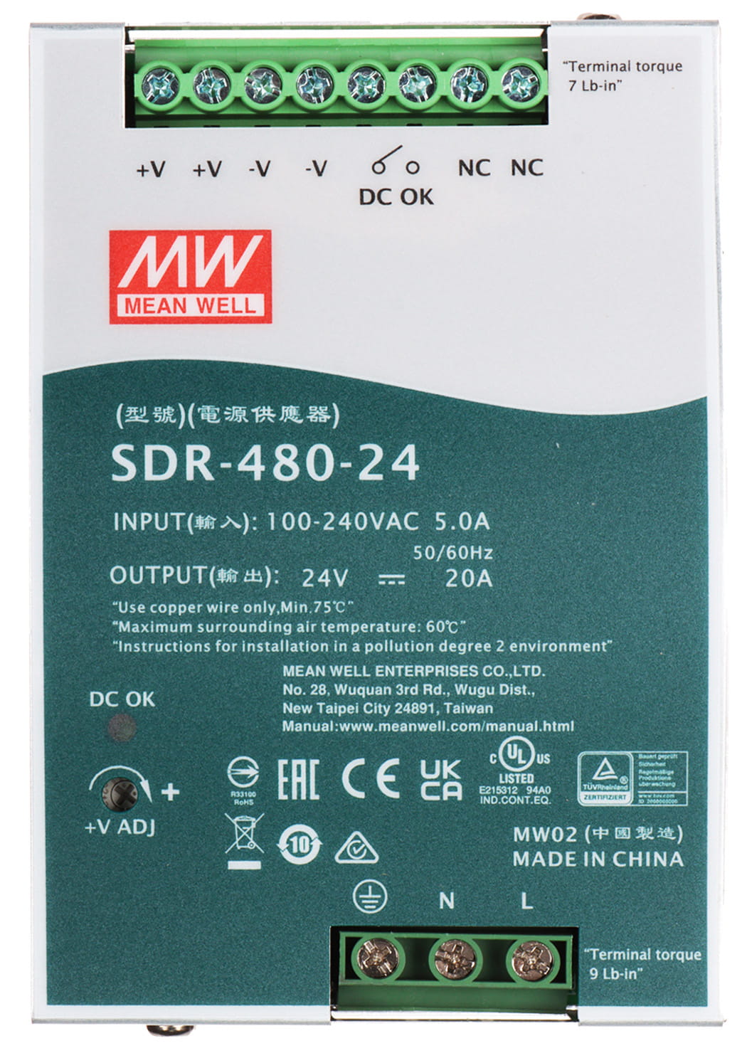 ZASILACZ IMPULSOWY SDR-480-24 MEAN WELL-1669804