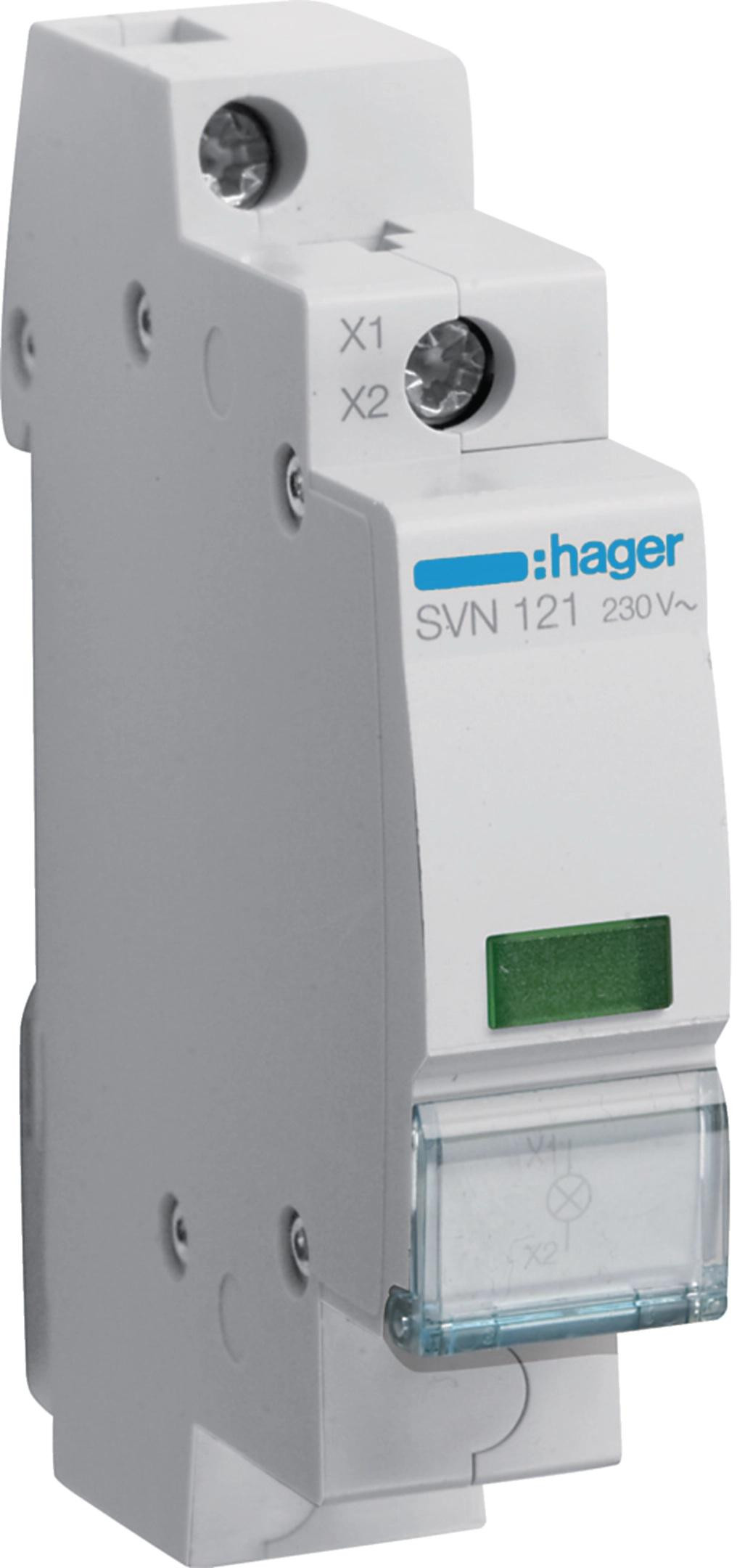 Lampka sygnalizacyjna, 230V AC, Zielony LED HAGER SVN121-1920200