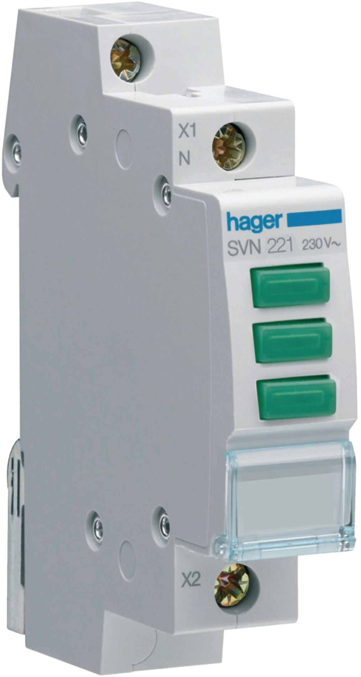 Lampka sygnalizacyjna, 230V AC, 3 x Zielony LED HAGER SVN221-1920204