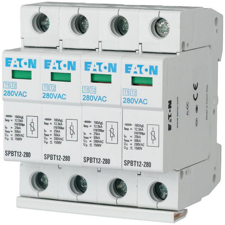 EATON OGRANICZNIK PRZEPIĘĆ T1+T2 B+C 4P 4M 12.5KA 1.5KV TN, TNS SPBT12-280/4-1948209