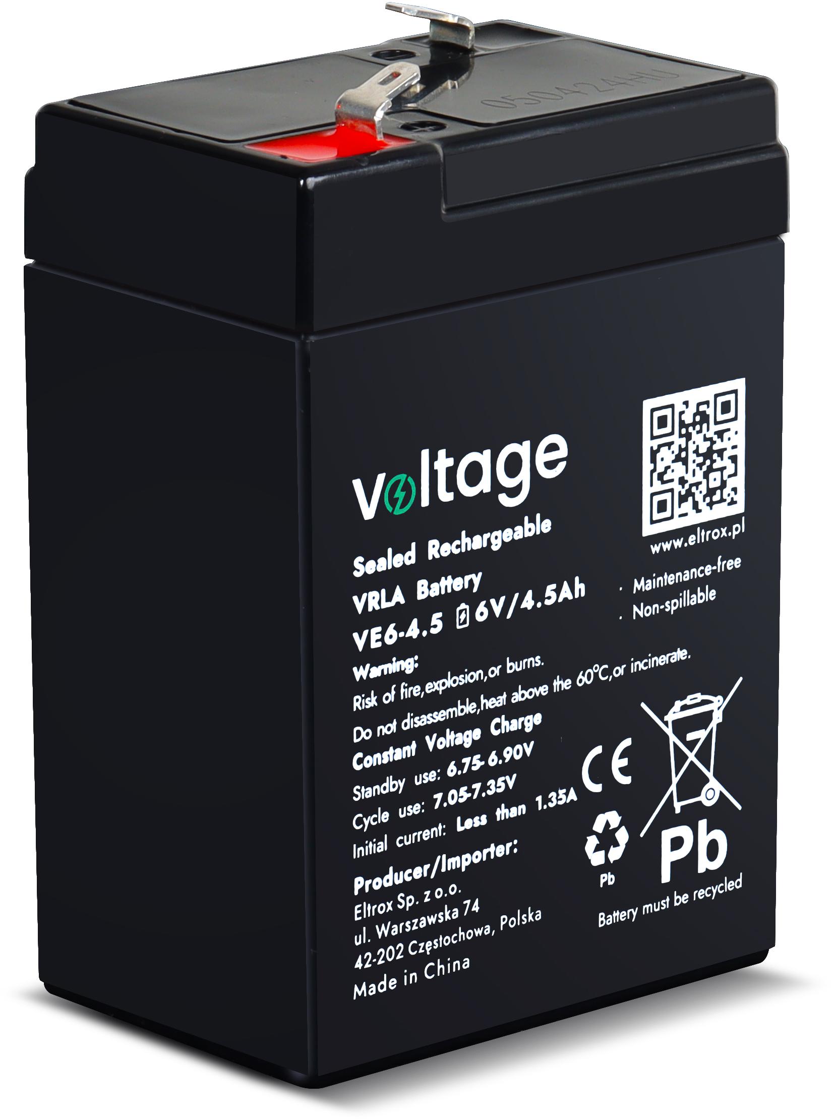 Akumulator AGM Voltage 6V 4,5Ah VE6-4.5 (Żywotność 6-9 lat)-1761896