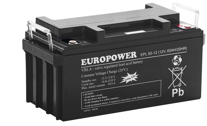 Akumulator AGM EUROPOWER serii EPL 12V 65Ah (Żywotność 15 lat)-1916576