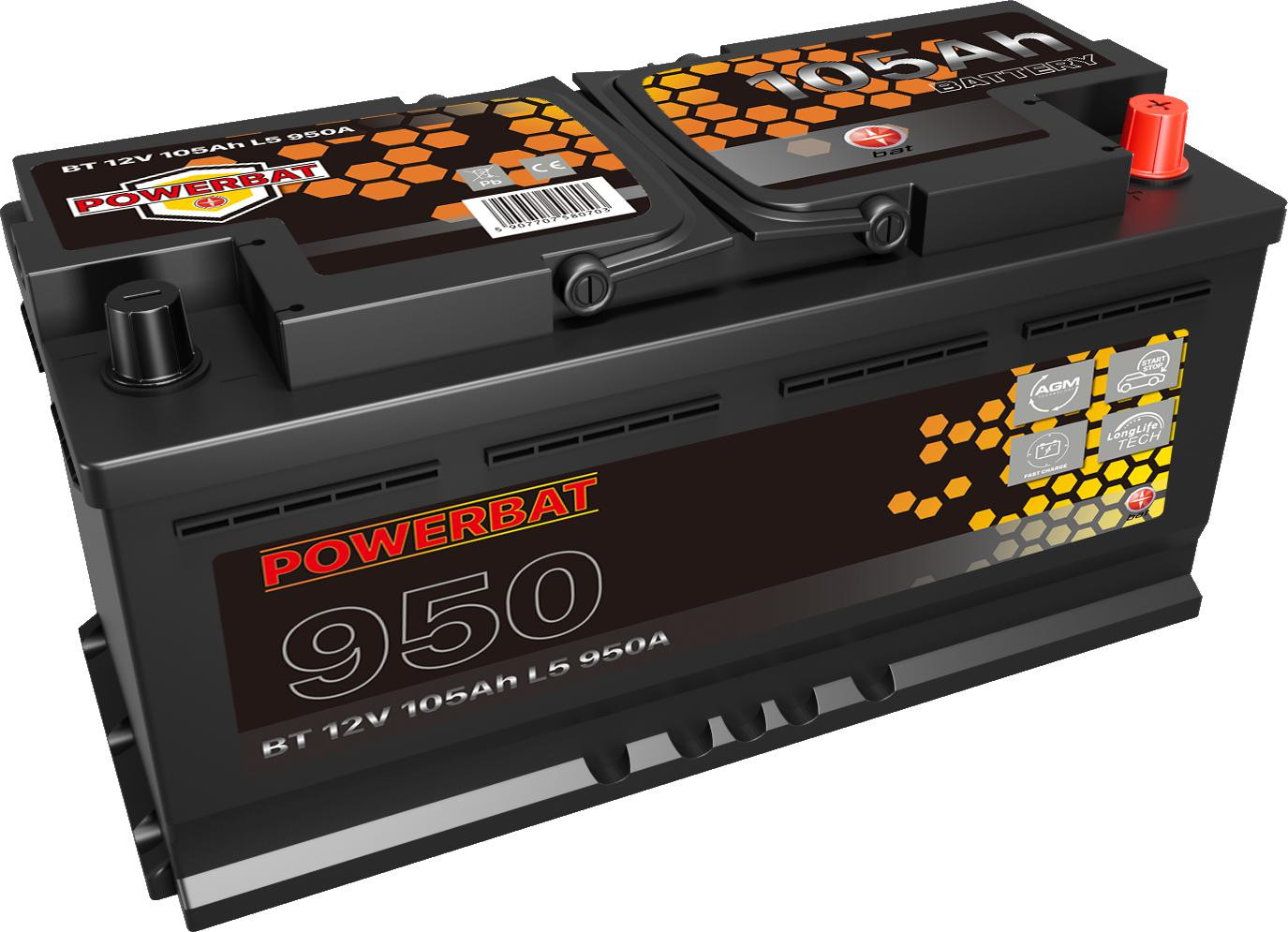 Akumulator AGM samochodowy START-STOP POWERBAT L6 12 V 105 Ah-1947692