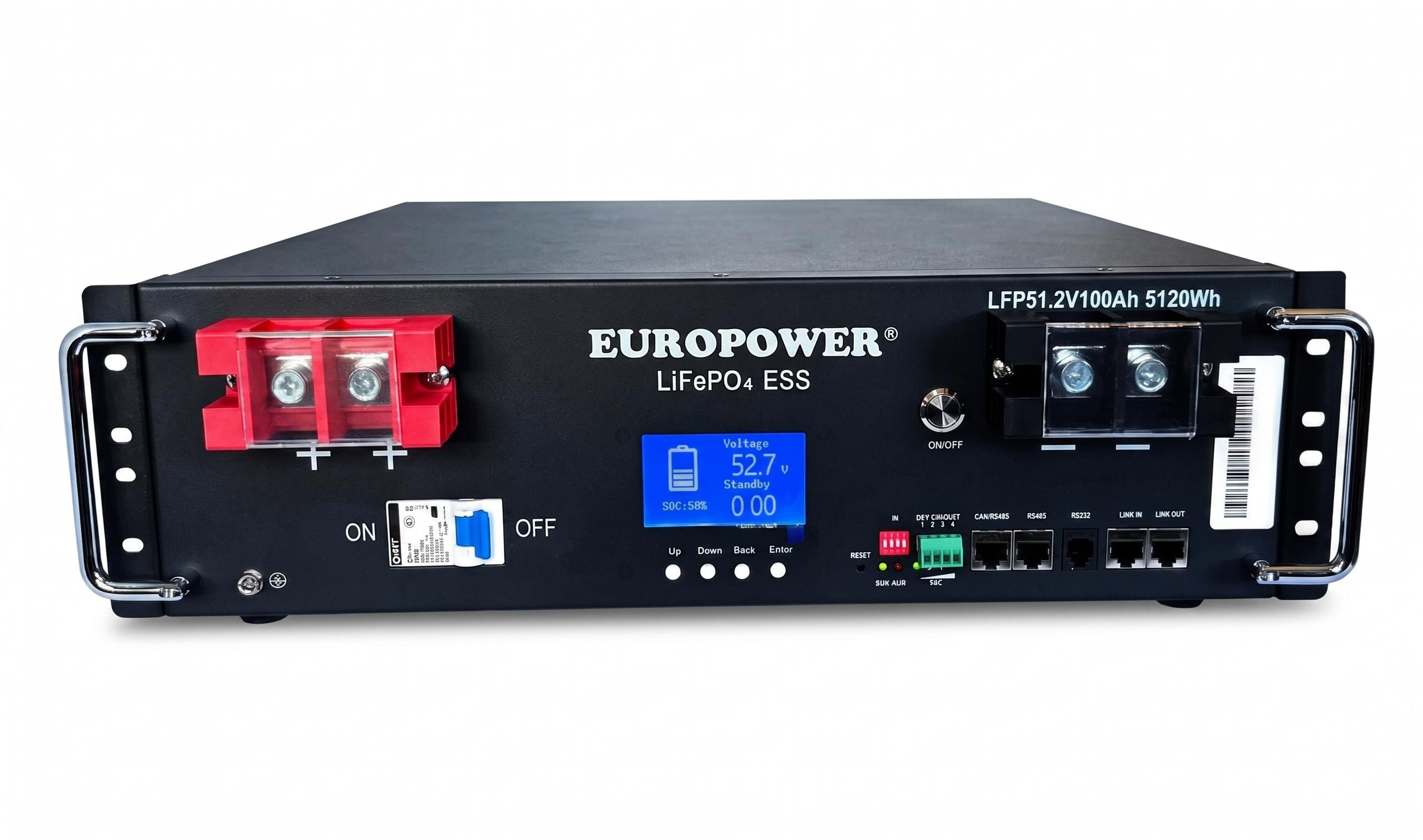 Magazyn energii LiFePO4 EUROPOWER serii LFP 51,2V 100Ah BMS, LCD (Żywotność ~5000 cykli) + STOJAK-1968202