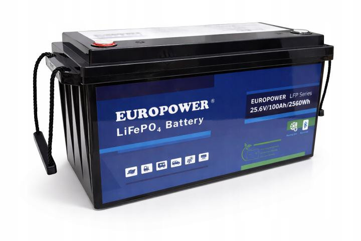 Akumulator LiFePO4 EUROPOWER serii LFP 25,6V 100Ah Bluetooth, mata grzewcza (Żywotność ~4000 cykli)-1968201