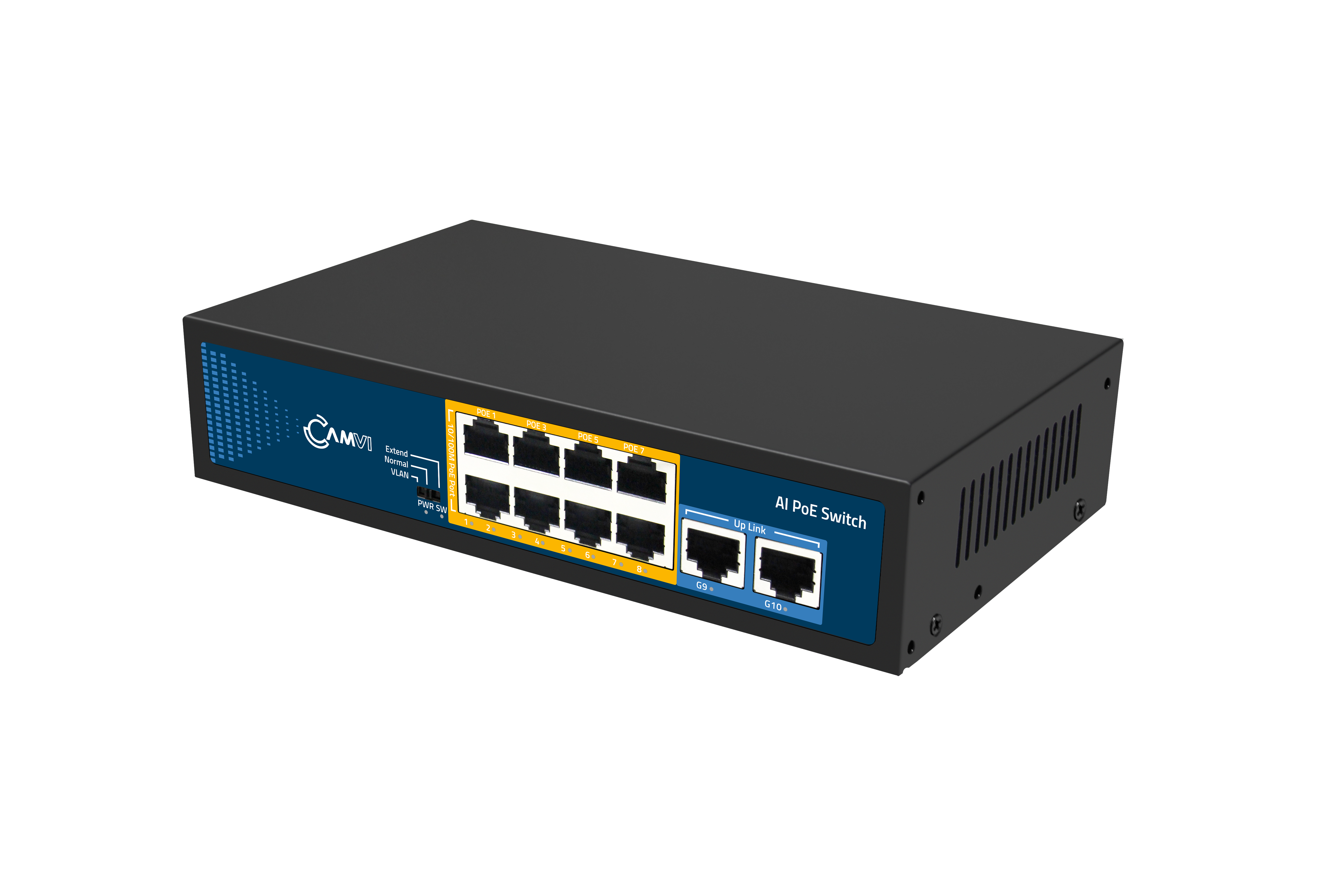 CAMVI CV-SW0802G – switch PoE 8+2 – widok z boku.png