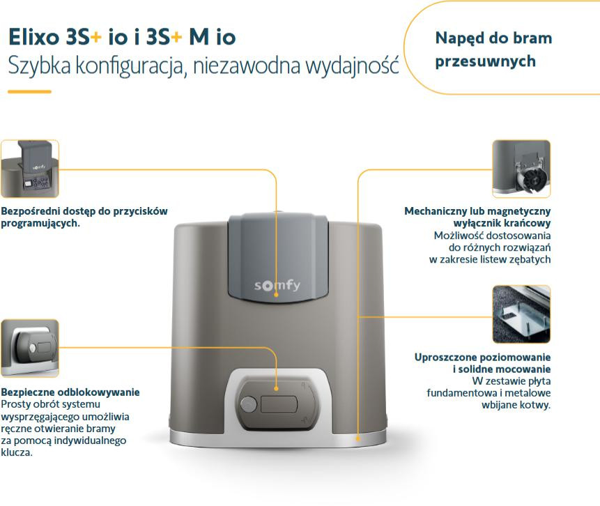 Zestaw Somfy Elixo 3S+ IO Comfort Pack do 600kg bram przesuwnych-1953119