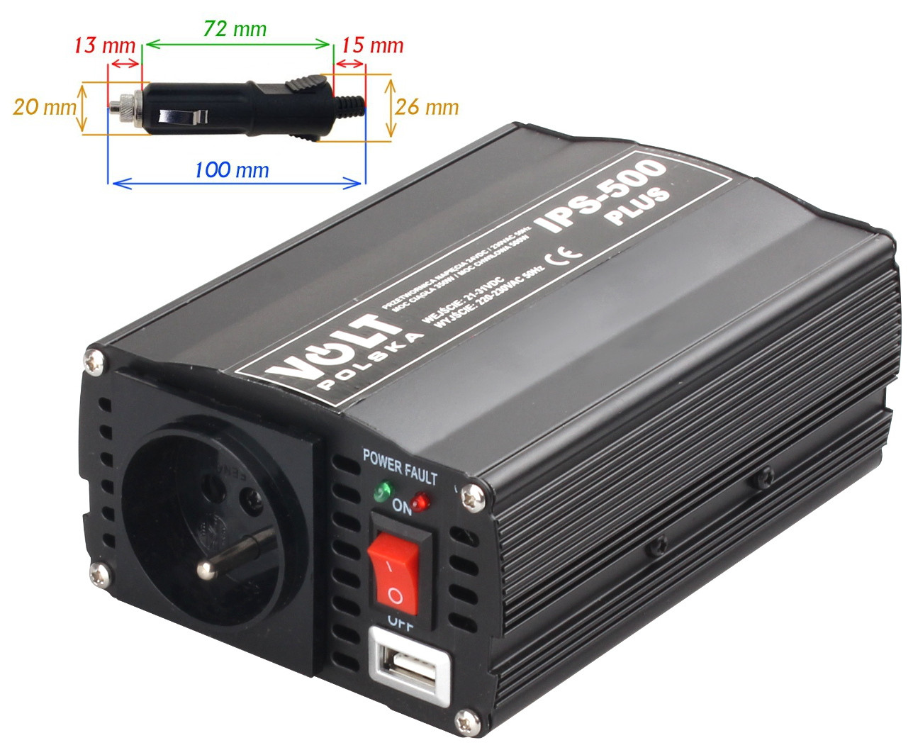 PRZETWORNICA VOLT POLSKA IPS-500 PLUS 24V / 230V 350/500 W-1891448