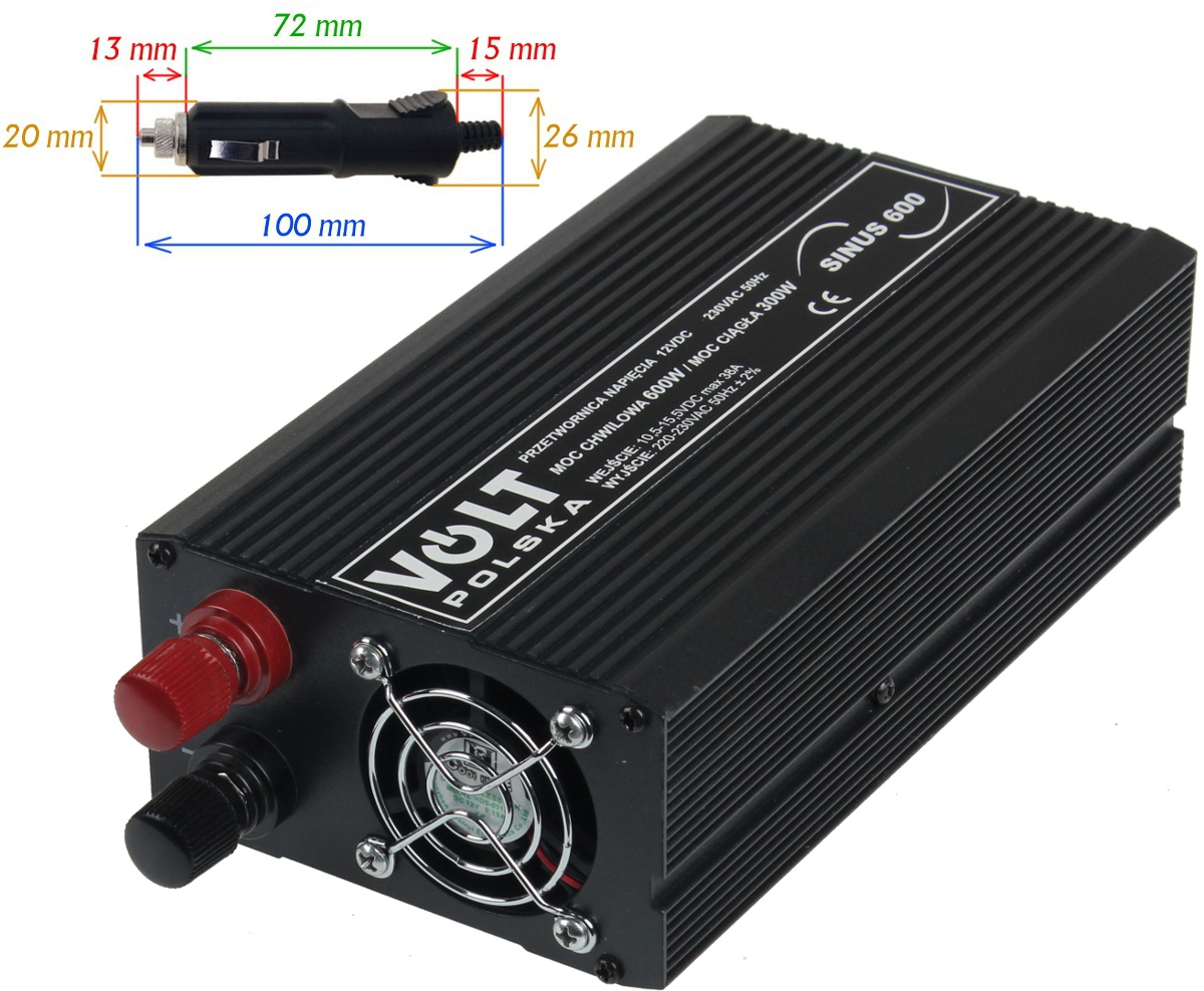 PRZETWORNICA VOLT POLSKA SINUS 600 12V / 230V 300/600W-1607655