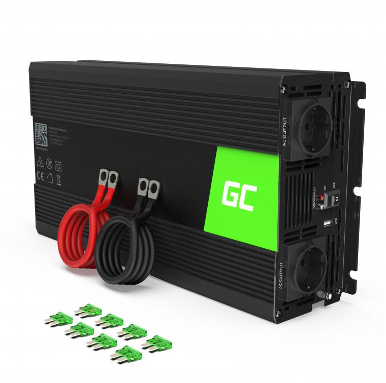 PRZETWORNICA NAPIĘCIA INWERTER Green Cell 24V / 230V 1500W/3000W CZYSTA SINUSOIDA INV19-1592443