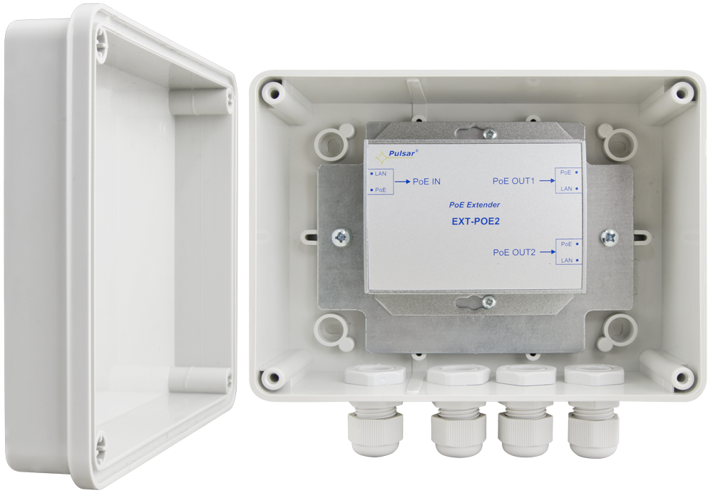 EXTENDER POE W OBUDOWIE HERMETYCZNEJ DO 2 KAMER IP Pulsar EXT-POE2H-1602274