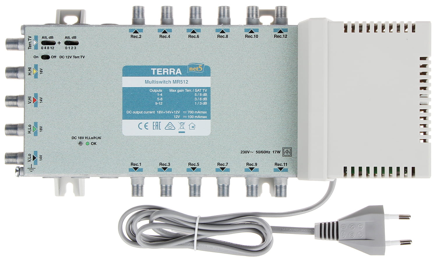 MULTISWITCH MR-512 5 WEJŚĆ / 12 WYJŚĆ TERRA-919901